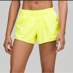 Lululemon Women's Hottie Hot Low Rise Athletic Running Shorts Neon Yellow Size 6